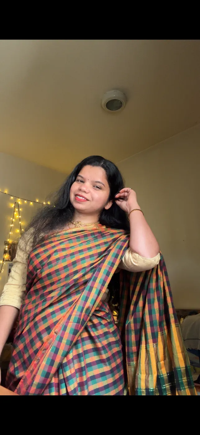 Vishwaja in a colourful saree